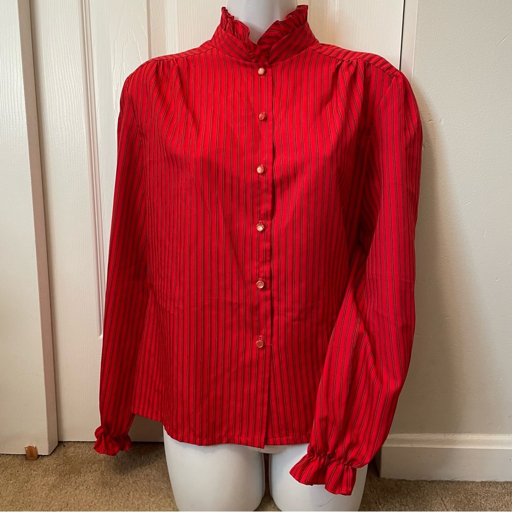 ♥️ Vintage Striped Ruffled 80’s Blouse♥️
